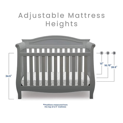 Lancaster 4-in-1 Convertible Baby Crib, Grey
