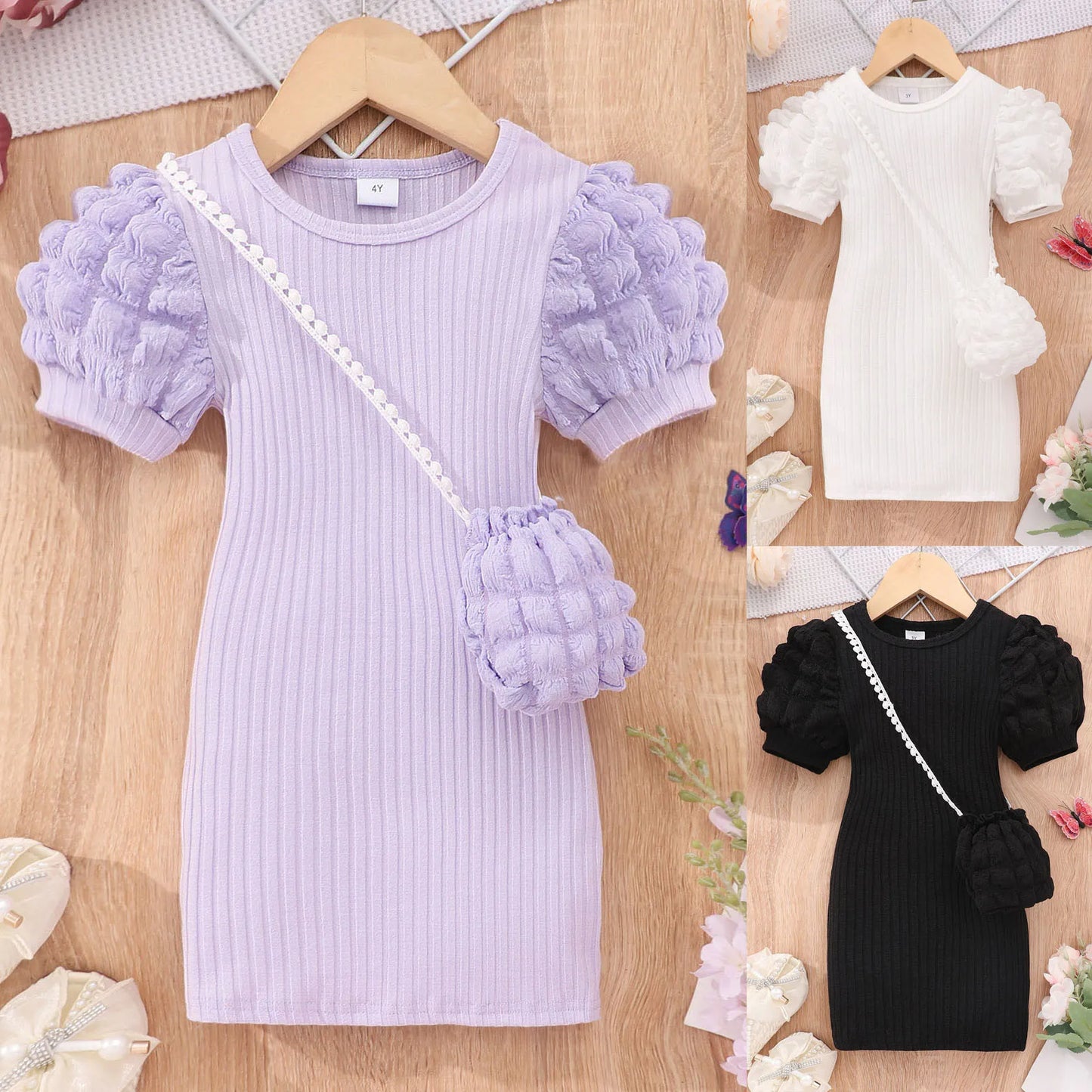 2025 Midi Dress Kids Girl Clothes Summer Short Sleeve Baby Girl Bodycon Dress Party Children Wrap Tight Dress 3 4 5 6 7 8 Years