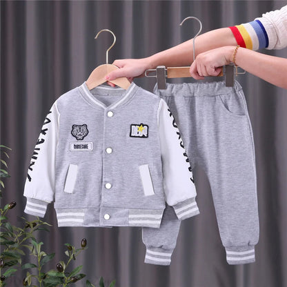 2025 New Kids Baseball Clothing Sets Boys Girls Casual Sports Suit Coat Pant 2Pcs Spring Autumn Thin Baby Tracksuit Outfits 1-4Y