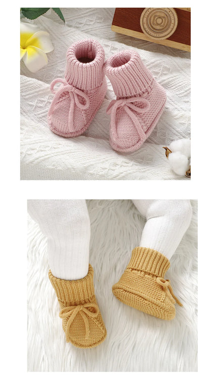 Breathable Non-Slip Infant Boys Girls First Walker Shoes Casual Solid Knitted Newborn Unisex Floor Pre walker Toddler Lightweight