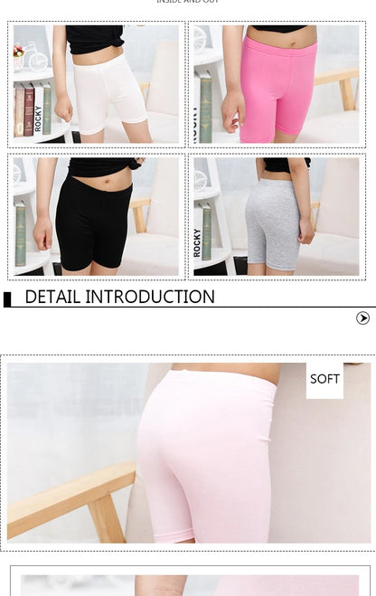 Summer Girls' Safety Shorts Soft Modal Candy Color Solid Color Kids' Leggings Casual Comfortable Underwear Girls Aged 3-12