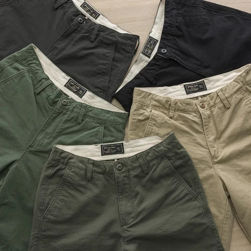 DAILOU  Workwear Pants, Summer Texture, Washed Shorts,  Japanese Style Solid Color Trend, Versatile Slim Fit Capris