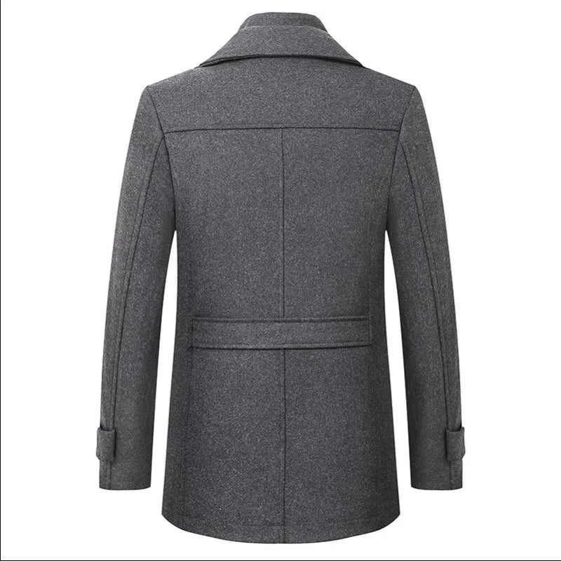 High Quality Men's Winter Long Woolen Coats Men's Casual Slim Business Office Wool Windbreaker Outdoor Windproof Trench Outwear