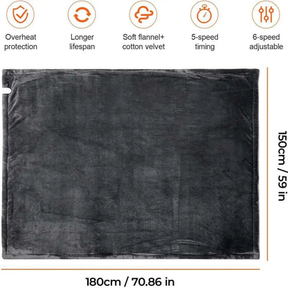 Heated Blanket-Electric Blanket, Soft Heated Throw Blanket with 6 Heating Levels & 4 Hours auto-Off,Over-Heat Protection