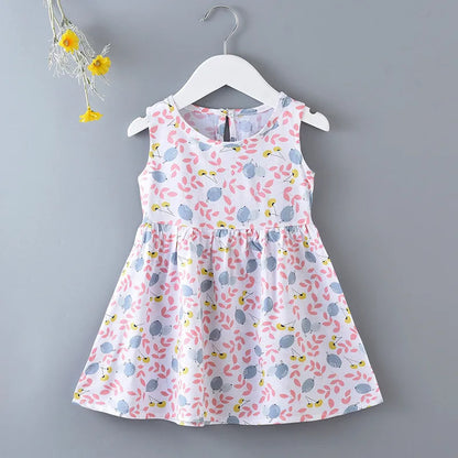 Casual Baby Girl Vest Cotton Infant Dress Toddler Sleeveless A-Line Pleated Kids Clothes Mini Princess Dress