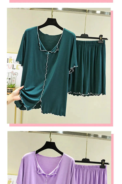 Modal loose short-sleeved shorts home clothes women summer thin style can be worn outside pajamas set versatile casual two