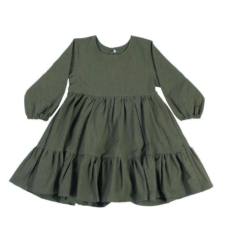 Full Sleeve Toddler Baby Girl Dress Cotton Solid Full Sleeve Infant Dress
