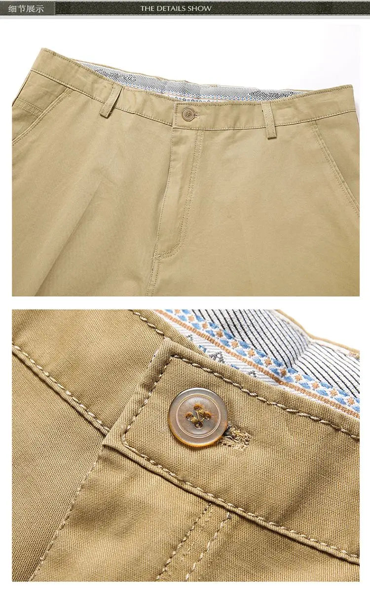 Classic Mens Cotton Shorts Men Stretch Casual Shorts Bermuda Knee Shorts Golf Sports Summer Cool Breathable Shorts Khaki Beige