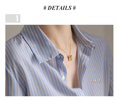 Women's Shirt New Popular Classic High Grade Female Long Sleeved Shirt Vintage Elegant Stripe Versatile Office Lady Fashion Tops