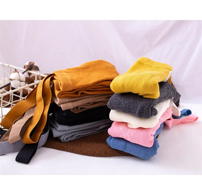 Baby Cute Knitted Tights Boys Girls Pantyhose Casual Suspender Tights Infant Toddler Autumn Spring Leggings Solid Color Clothing