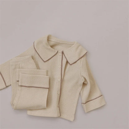 Baby Clothes Sets Set Spring Solid Color Cotton Long Sleeves Kids Pajamas Infant Trousers + Tops Casual Baby Home Clothing Suit