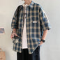 Korean Y2k Streetwear Plaid Shirt Men Shirts 2025 New Summer Fashion Chemise Homme Men's Checkered Shirts Short Sleeve Men Blouse