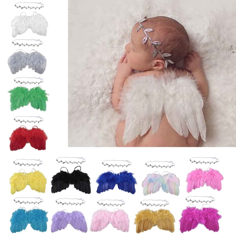 Newborn Photography Props Outfits Baby Headdress and Baby Wings Set