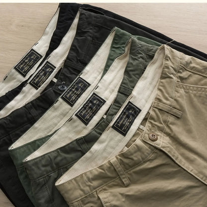 DAILOU  Workwear Pants, Summer Texture, Washed Shorts,  Japanese Style Solid Color Trend, Versatile Slim Fit Capris