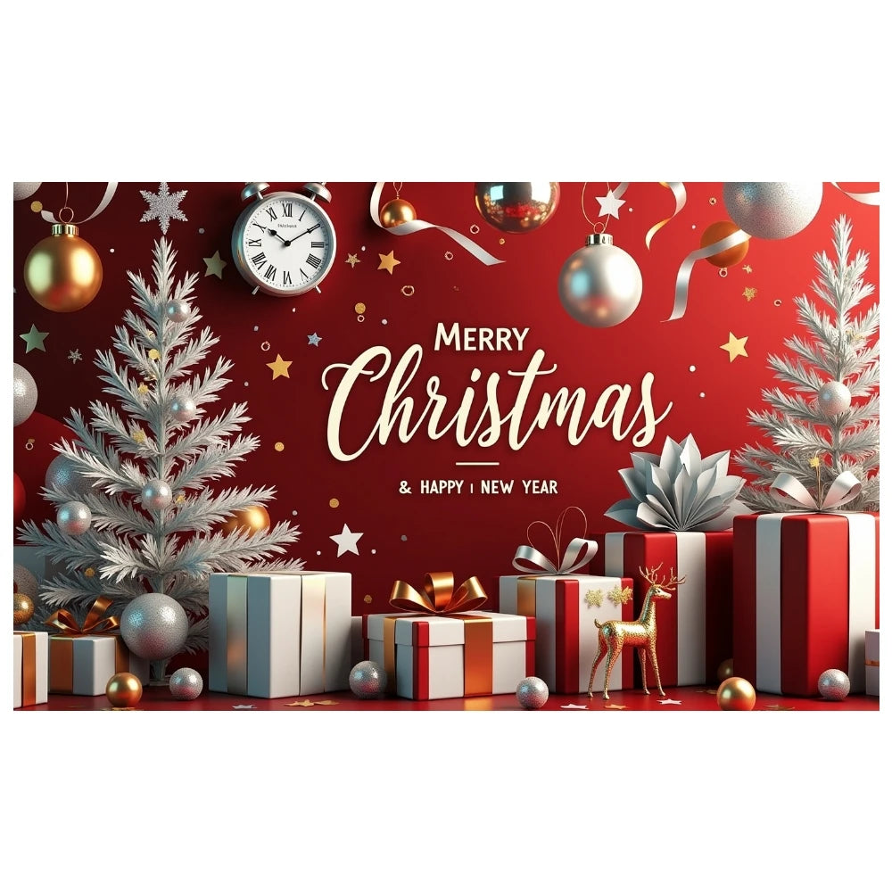 Decorative Merry Christmas Banner Holiday Backdrop Gift Décor New Year Decoration for Holiday Celebration Winter Party Home Deco
