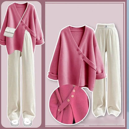 Autumn Wear Set Women's 2025 New Knitted Sweater Women's Slim and Versatile Casual Pants Two Piece Set for Women Pant Sets