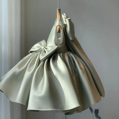 Toddler Baby Girls Summer Big Bow Baptism Dresses for Birthday Party Wedding Dress Children Costumes Princess Fluffy Prom Gown