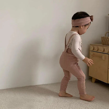 Korean Style Baby Girls Lace Suspenders Toddler Baby Girl Jumpsuits Overall Autumn Spring Newborn Baby Elastic Suspender Pants