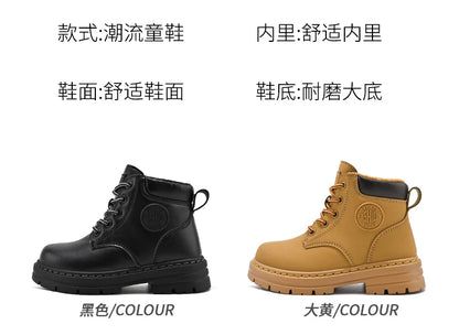Classic Children Biker Boots Kids Tooling Boot Winter Child Plus Velvet Warm Snow Boot Anti-slip Wear-resistant Girls Boys Shoes