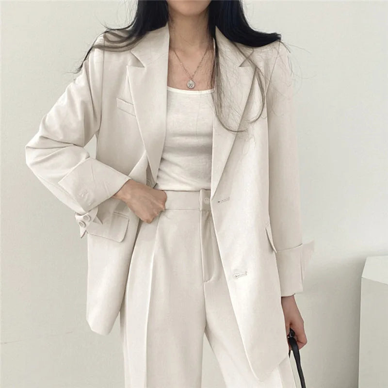 Fall Fashion Long Sleeve Blazer Mujer Pant Sets Blazers Women 2025 Casual Women's 2 Piece Outfit Set Suits Outwear