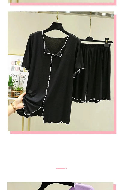 Modal loose short-sleeved shorts home clothes women summer thin style can be worn outside pajamas set versatile casual two