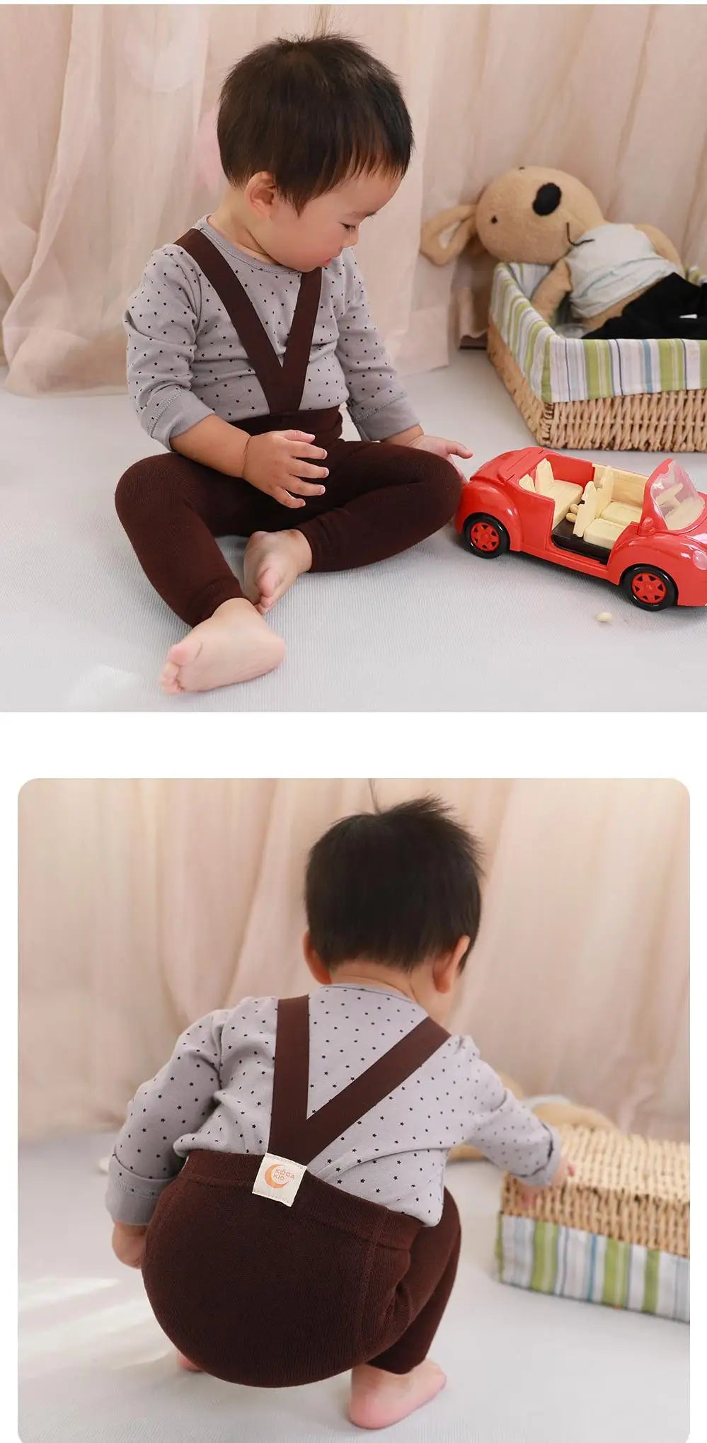2025 Spring Fashion Boy Baby Solid High Waist Overalls Girl Children Cotton Leggings Infant Casual Suspenders Pants Kid Trousers