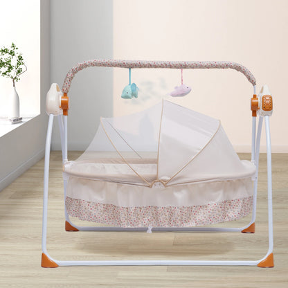 5 Gears Electric Auto-Swing Baby Crib Cradle Sleep Bed Infant Rocker + Net Music Bluetooth Music Adjustable+ Mat