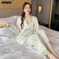 Women Casual Luxury Pajamas Thin Pajamas Female Sleepwear New Elegant Ladies Faux Silk Polyester Dots Pajama Sets Sexy Home wear