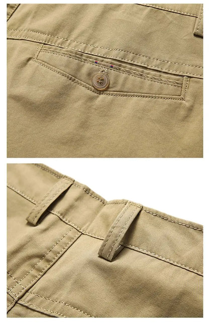 Classic Mens Cotton Shorts Men Stretch Casual Shorts Bermuda Knee Shorts Golf Sports Summer Cool Breathable Shorts Khaki Beige