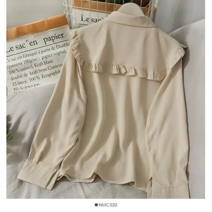 Women Sweet Shirts Cute Tops Peter Pan Collar S-3XL Loose Fashion Temper Minimalist Lolita French Elegant Clothes Trendy 5-Color