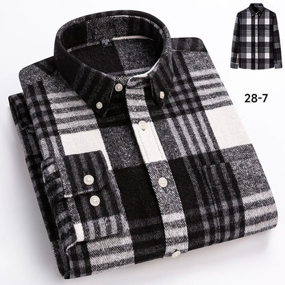 New in shirt plus size 7xl100%cotton long-sleeve shirts for men slim fit casual plain shirt soft kerokan designer plaid clothing