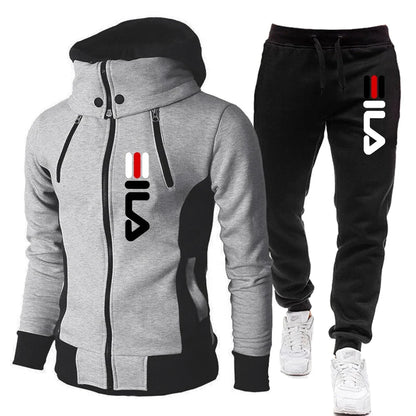 Men's Winter Tracksuit Hoody Hoodies+ Pant High Neck 2-Pcs Set Brand Casual Coldproof Male Sports Cloth Ski Sweat Suit Streetwear