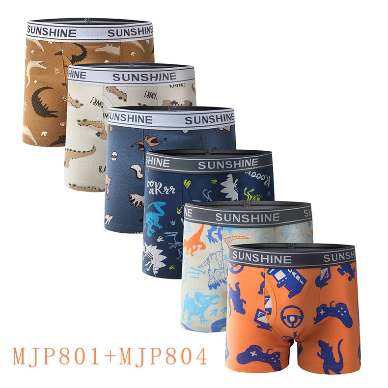 6 Pcs Baby Toddler Boys' Underwear,  100% Cotton Kids Underwear, Little Boys Briefs Soft Dinosaur Boxer Briefs