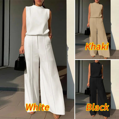 Elegant Chic Women 2-Pieces Sets ZANZEA Woman 2025 Trouser Suits Fashion 2pcs Outfits Tank Top and Wide Leg Pant Suits Oversize
