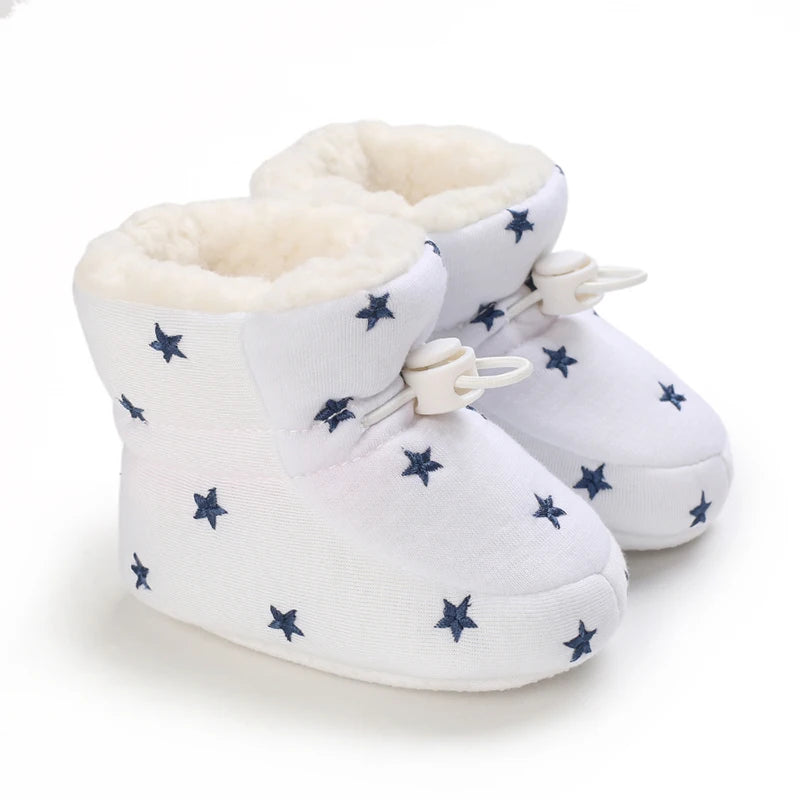 2025 Baby Autumn Winter Boots Baby Girl Boys Winter Warm Shoes Solid Fashion Toddler Fuzzy Balls First Walkers Kid Shoes 0-18M