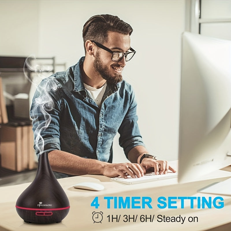 Home Aroma Diffuser Lamp, 16.91oz Diffuser Soundwave Technology Smoke Vaporizer Diffuser with Adjustable Mist Mode, 7 Color LEDs, 4 Timers (1pc 16.91oz Essential Oil Diffuser + 12 Bottles Of Essential Oils Or 1pc 16.91oz Humi