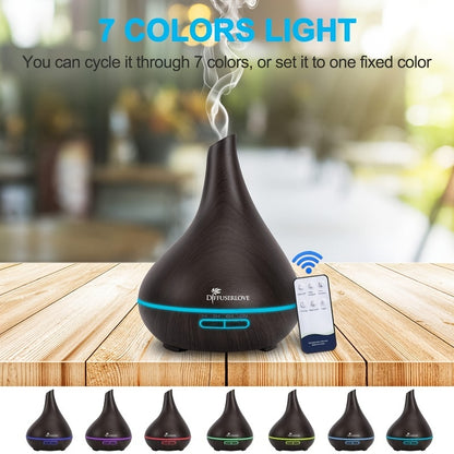 Home Aroma Diffuser Lamp, 16.91oz Diffuser Soundwave Technology Smoke Vaporizer Diffuser with Adjustable Mist Mode, 7 Color LEDs, 4 Timers (1pc 16.91oz Essential Oil Diffuser + 12 Bottles Of Essential Oils Or 1pc 16.91oz Humi