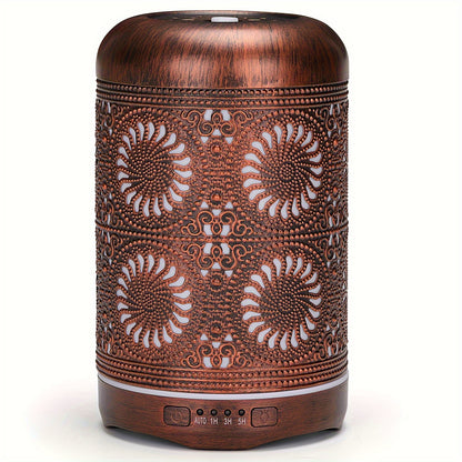 8.45oz Essential Oil Aromatherapy Diffuser for Home Bedroom Office Metal Hollow Decorative Room Ultrasonic Air Scent Mist Aroma Diffuser