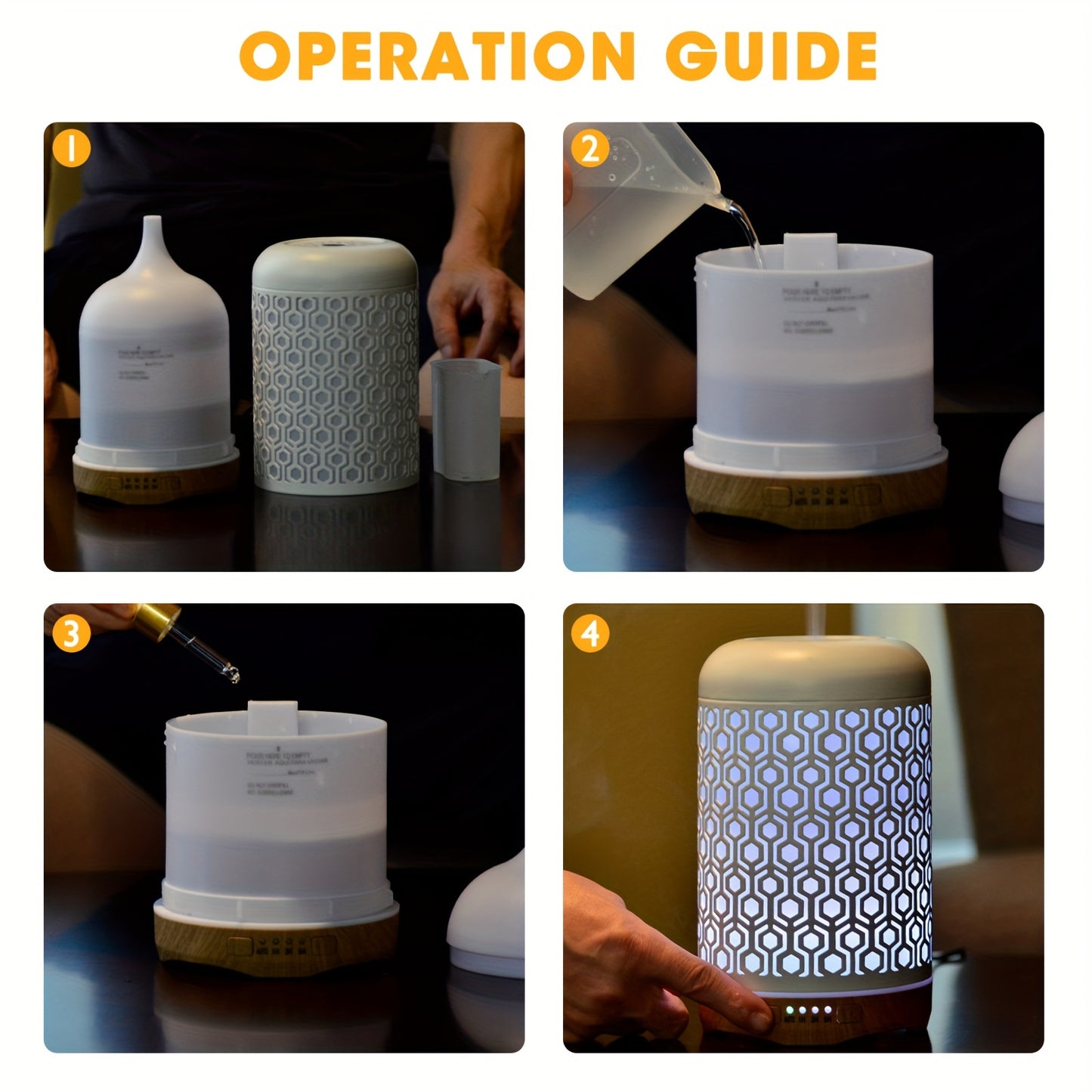 8.45oz Essential Oil Aromatherapy Diffuser for Home Bedroom Office Metal Hollow Decorative Room Ultrasonic Air Scent Mist Aroma Diffuser