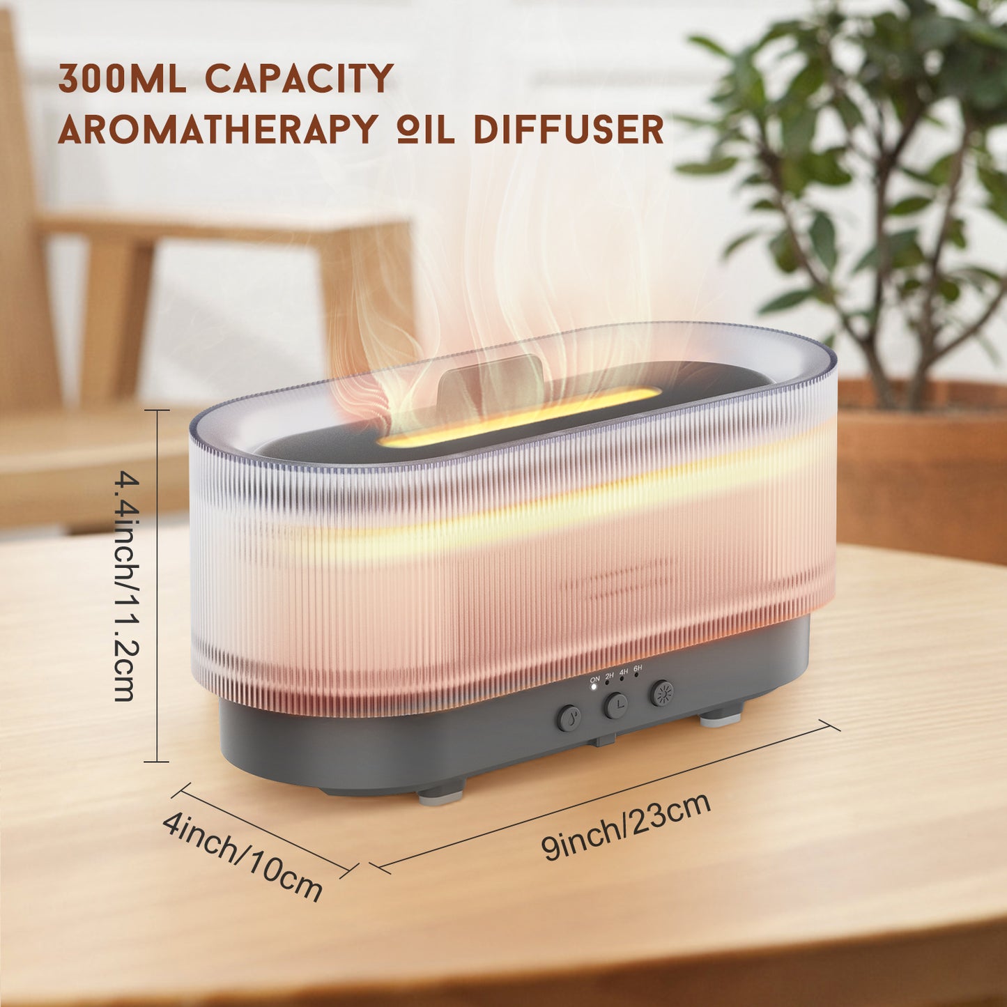 Sejoy Humidifier 300ml 6 Colors Mood Simulation Flame Light Aromatherapy Diffuser Super Quiet Auto Shut-Off Bedrooms Offices Liv