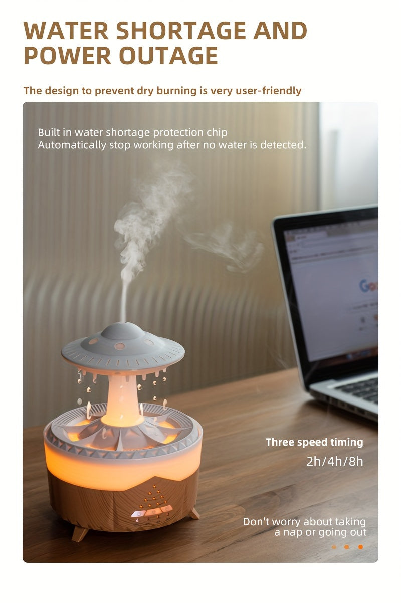 Large Capacity Volcanic Spray Atomizer - Intelligent Simulation Water Drop Humidifier and Flame Aroma Diffuser for Home - Advanced Mist Technology, Whisper Quiet, Easy to Clean, and Automatic Shut-Off