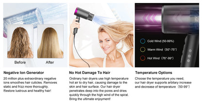 SEJOY Ionic Hair Dryers LED Display Anion Technology Portable Lightweight Blow Dryer Airflow Salon