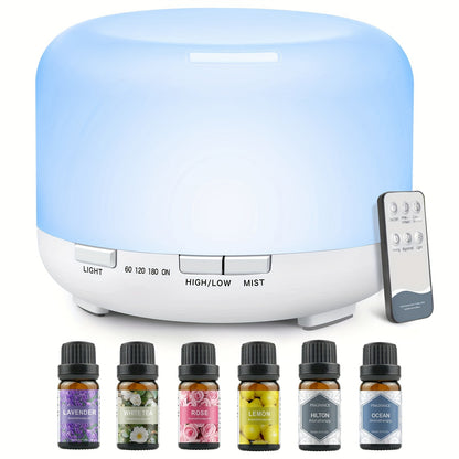 16.91oz Aromatherapy Oil Diffuser, 5V 2A USB Powered Wood Grain Color Essential Oil Aroma Diffuser, Auto Shut Off (When Water Use Out) With Remote Control For Home Office Bedroom