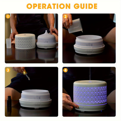 Large Essential Oil Aromatherapy Diffuser for Home Bedroom Metal Hollow Decorative Room Ultrasonic Air Scent Mist Aroma Diffuser 500ML Defusers